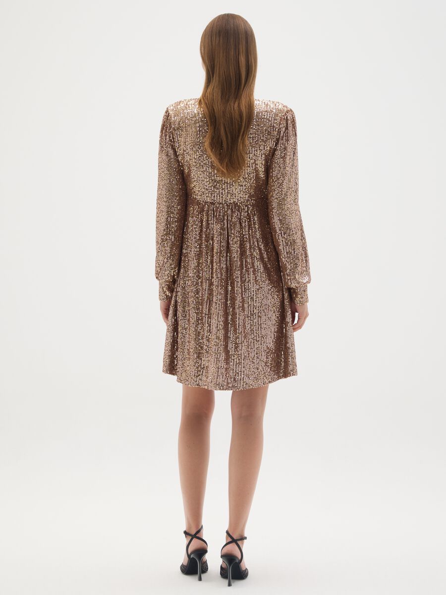 Beige Maternity Dress with Micro Sequins_3