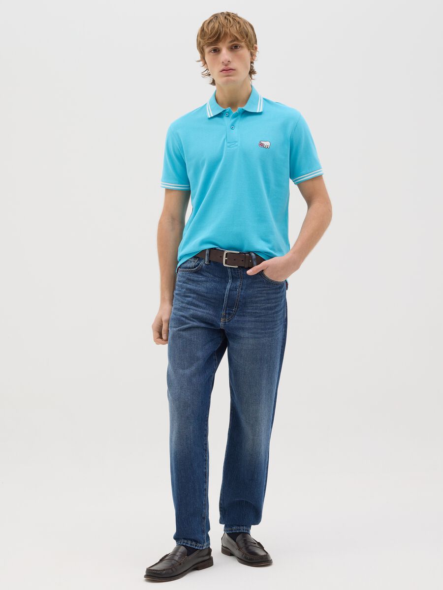 Light blue polo shirt in cotton_1