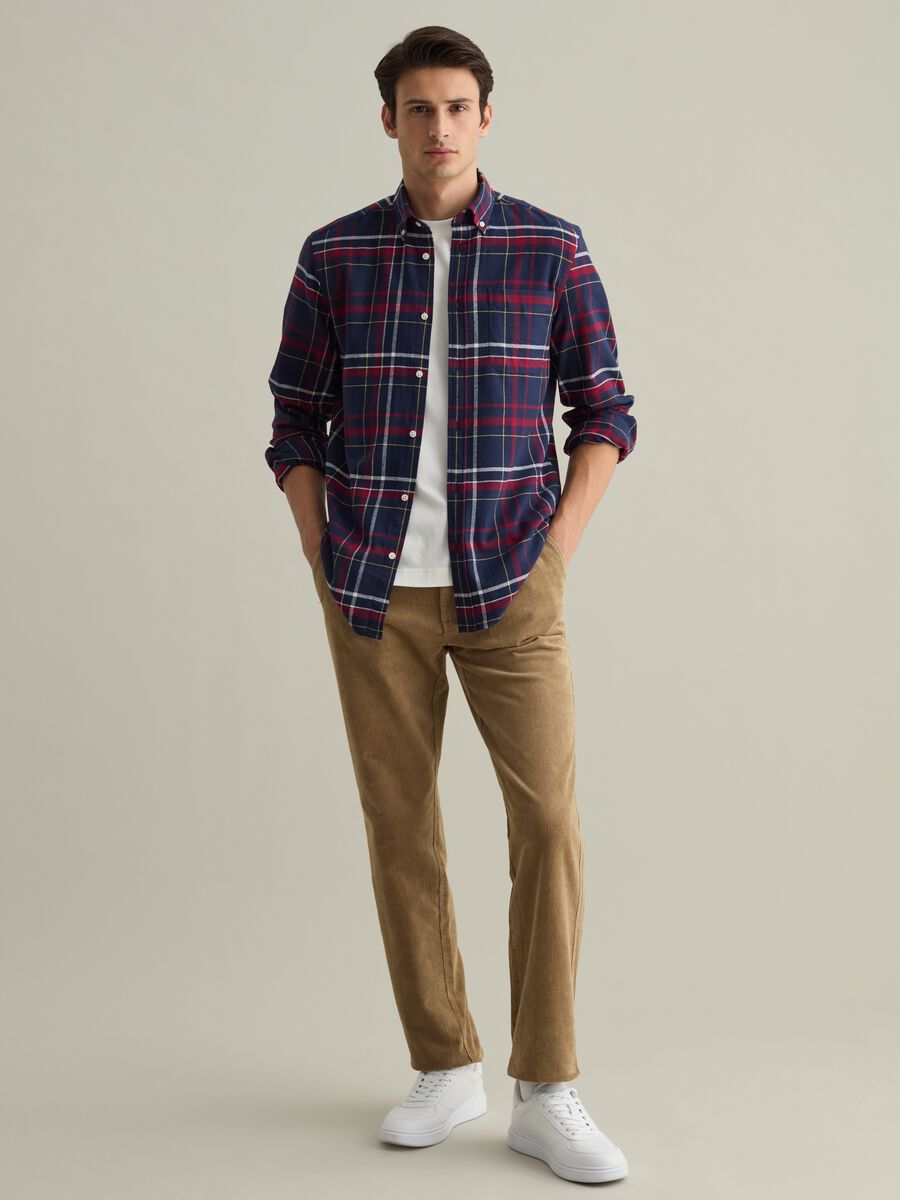 Chequered flannel button-down shirt_1