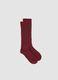 Burgundy red knee-high socks in stretch fabric_0