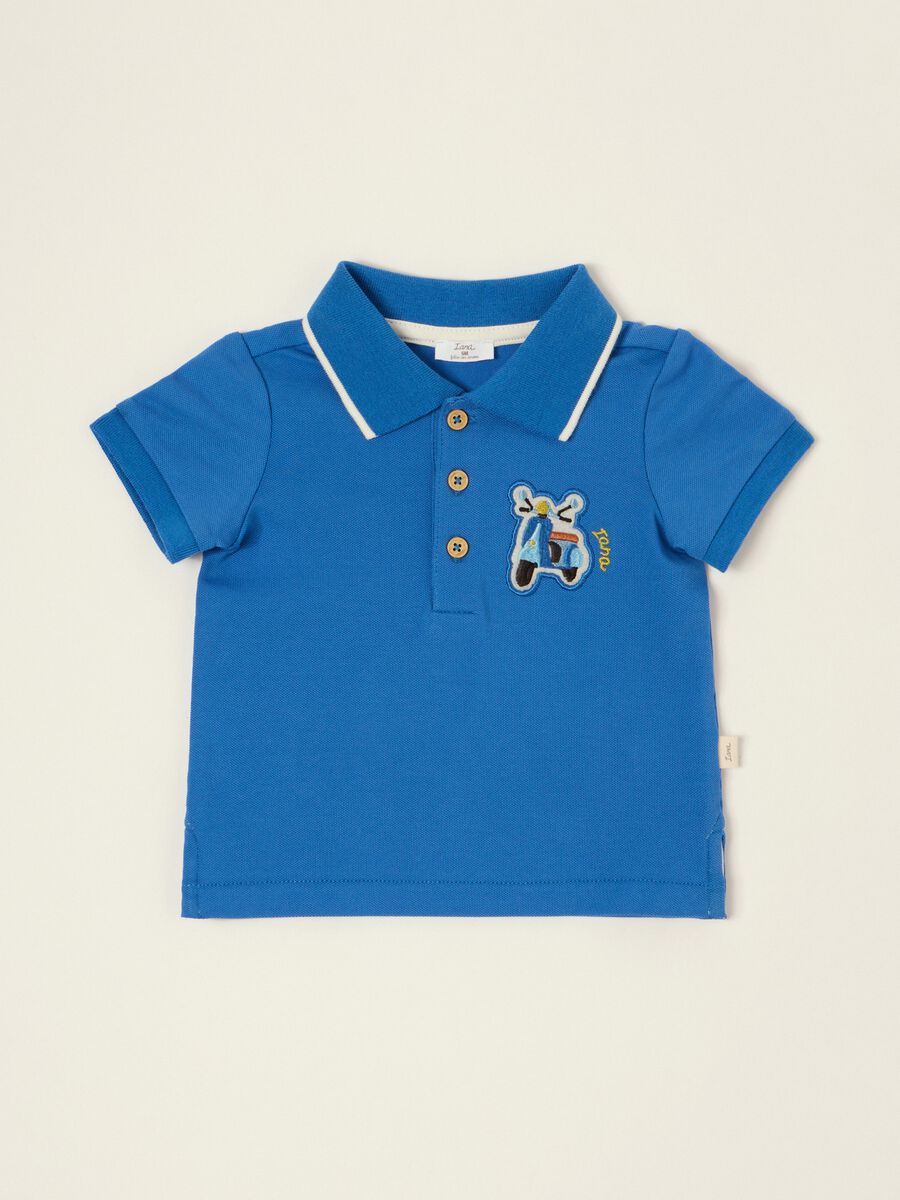 Baby regular-fit short-sleeved blue stretch-cotton polo shirt_0