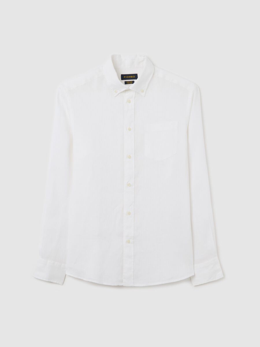 White Pure Linen Piombo Shirt_4