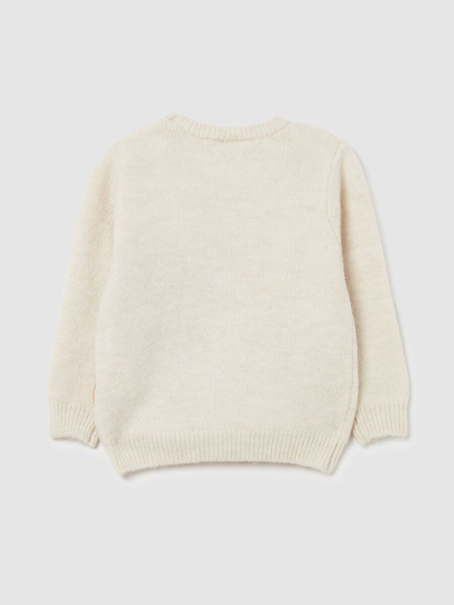 Pullover with jacquard hedgehog and bear design_1