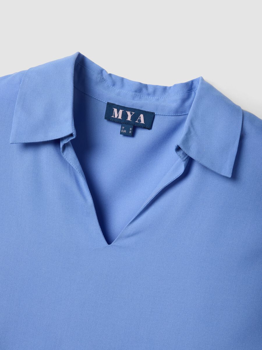Sky-blue pure viscose shirt with classic collar_5
