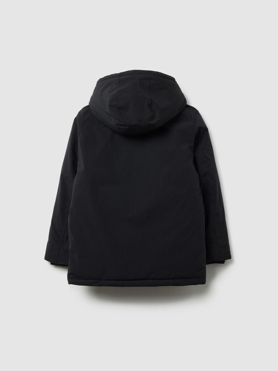 Giubbotto nero imbottito con cappuccio da ragazzo regular fit_4