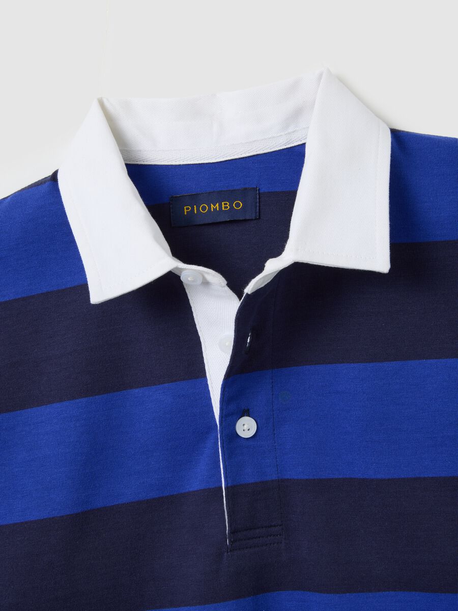 Blue pure cotton polo shirt regular fit_5