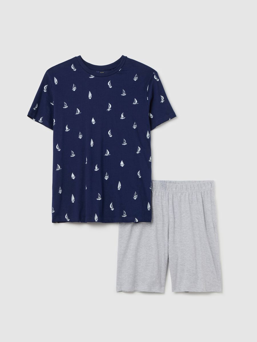 Short pyjamas in cotton with sail boats print_4