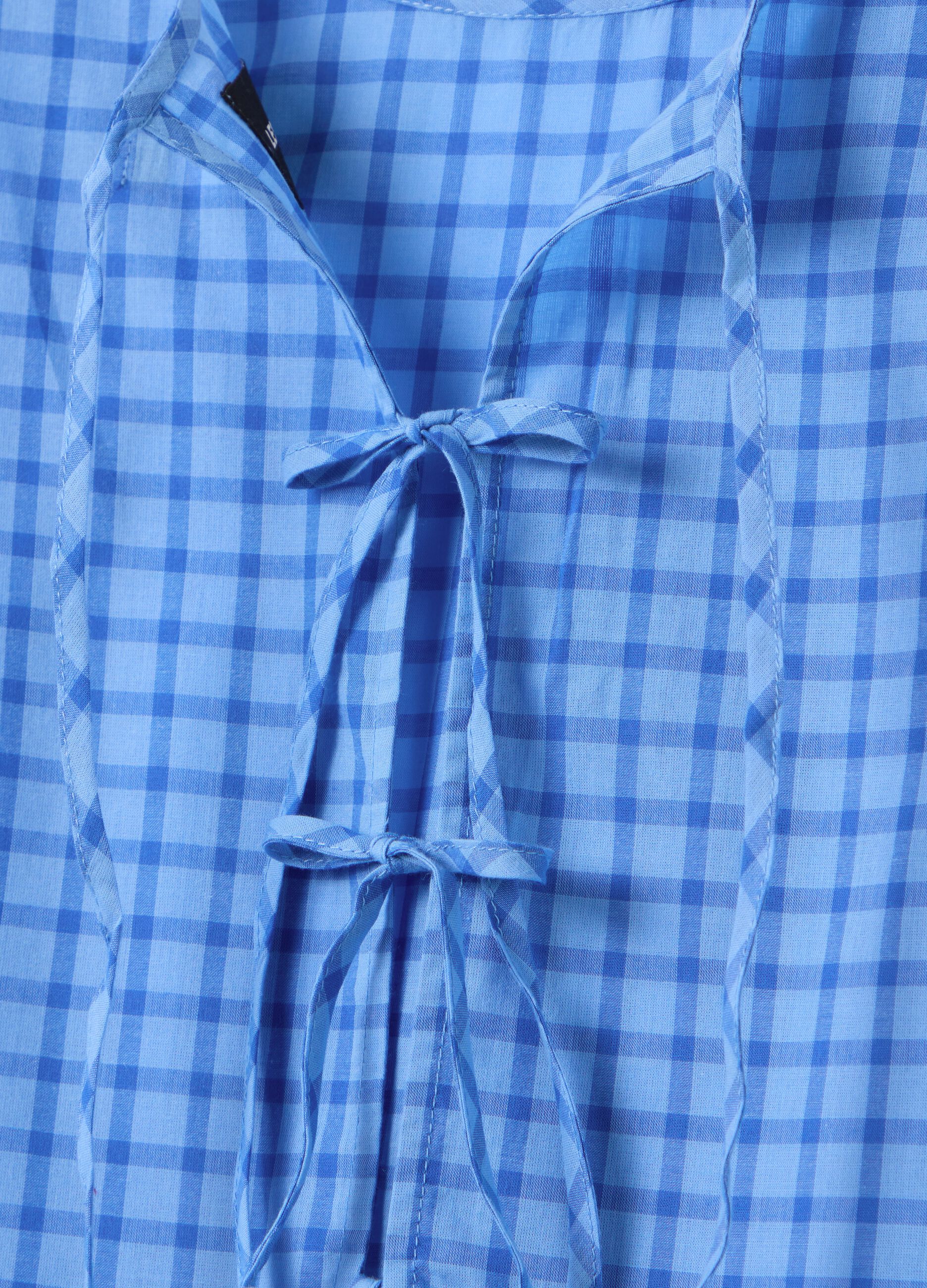 Top da donna in puro cotone azzurro regular fit