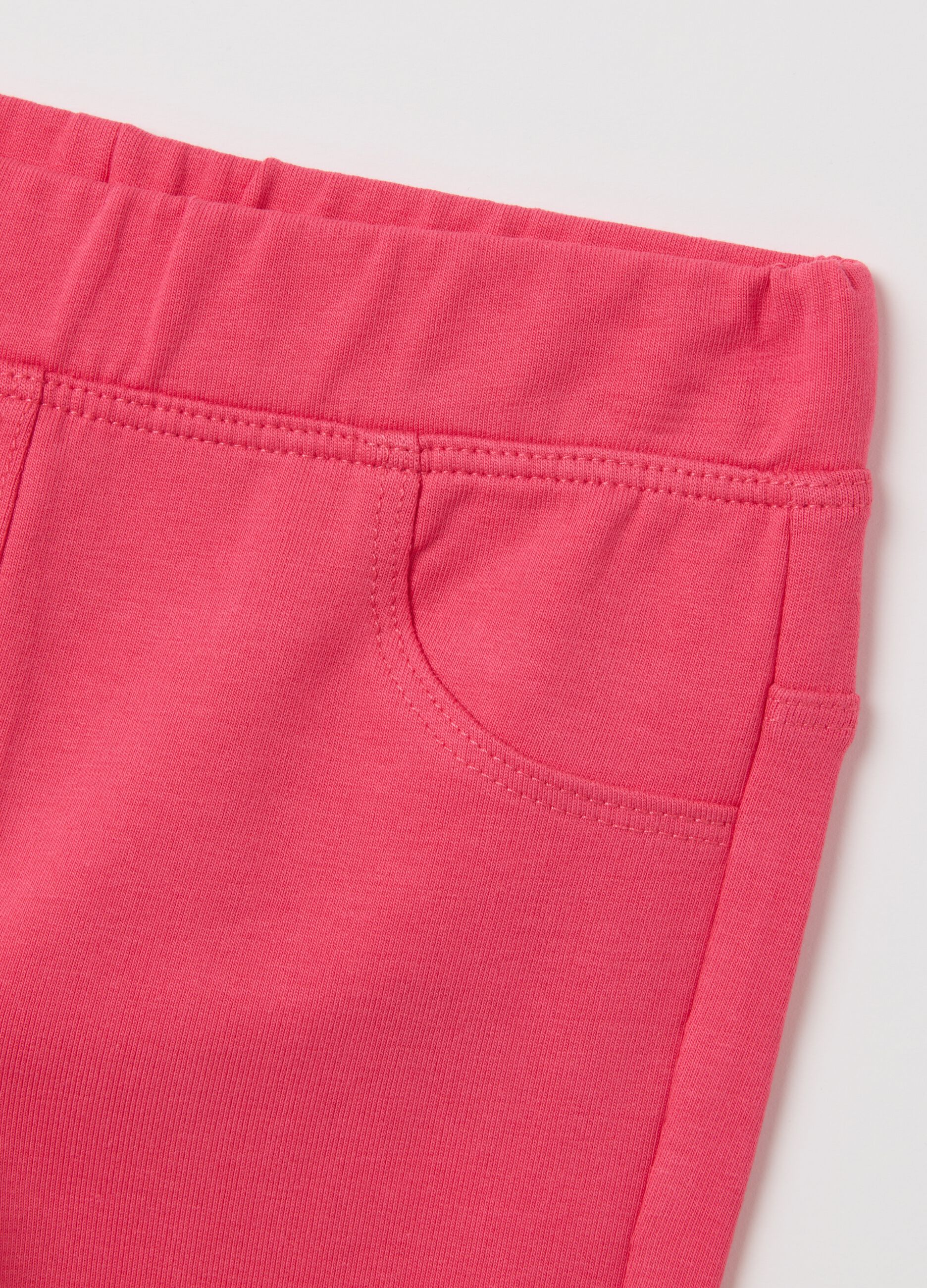 Pink stretch cotton flare baby girl trousers