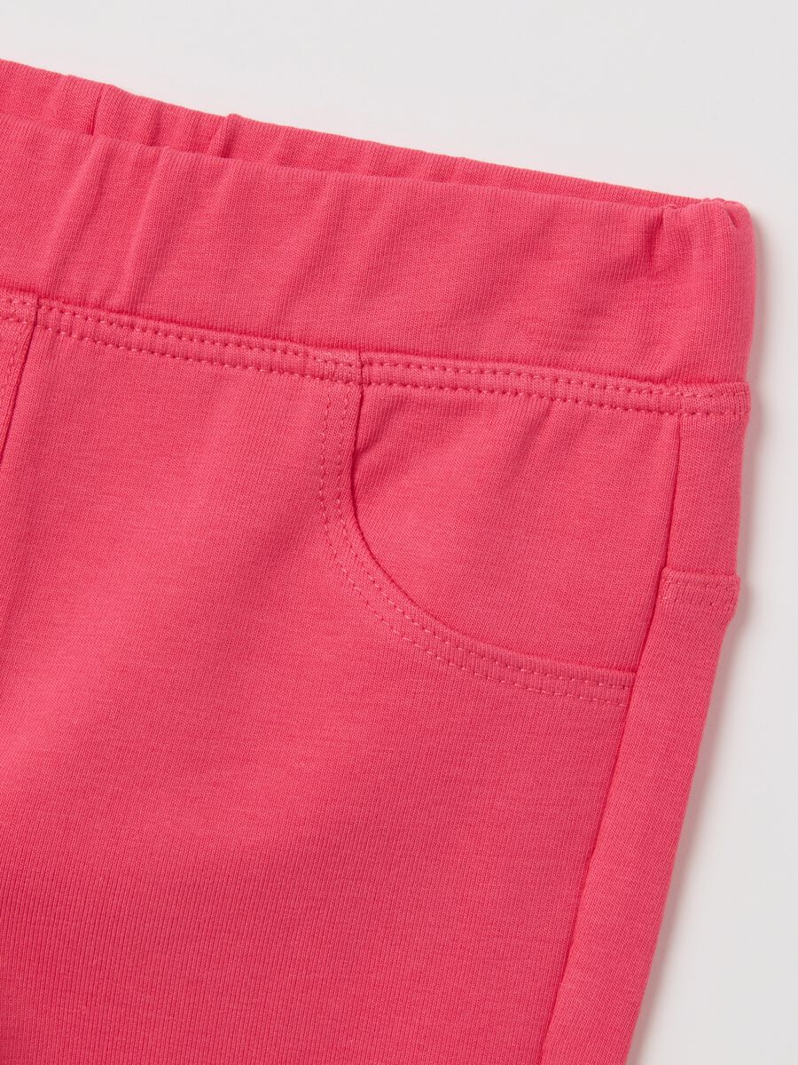 Pink stretch cotton flare baby girl trousers_2