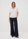 Dark blue high-waisted wide-leg stretch cotton jeans_1