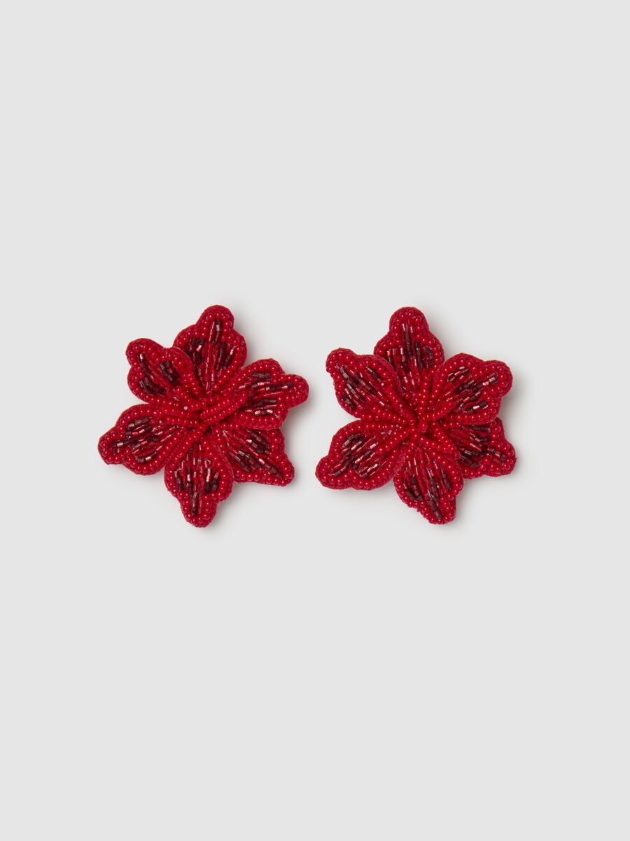 Flower earrings with beads_1