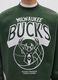 Green cotton blend sweatshirt with regular fit and Milwaukee Bucks print_3