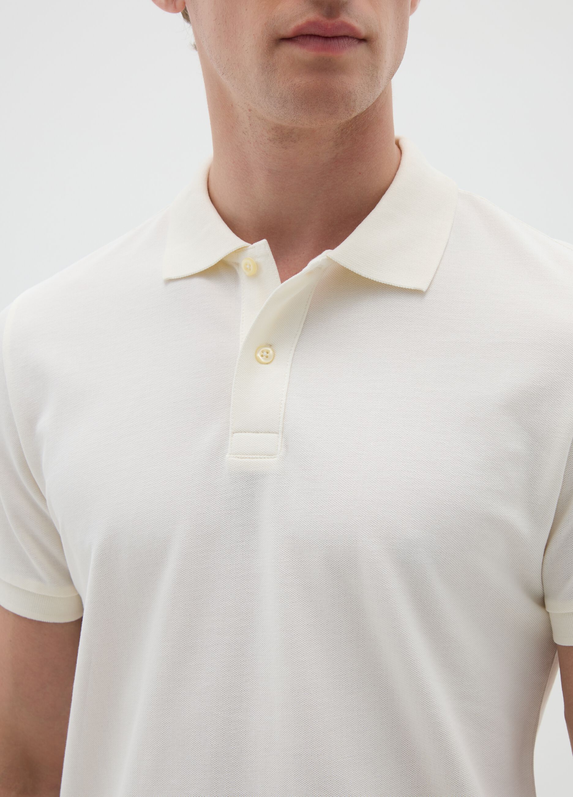 Men's beige pure cotton polo regular fit