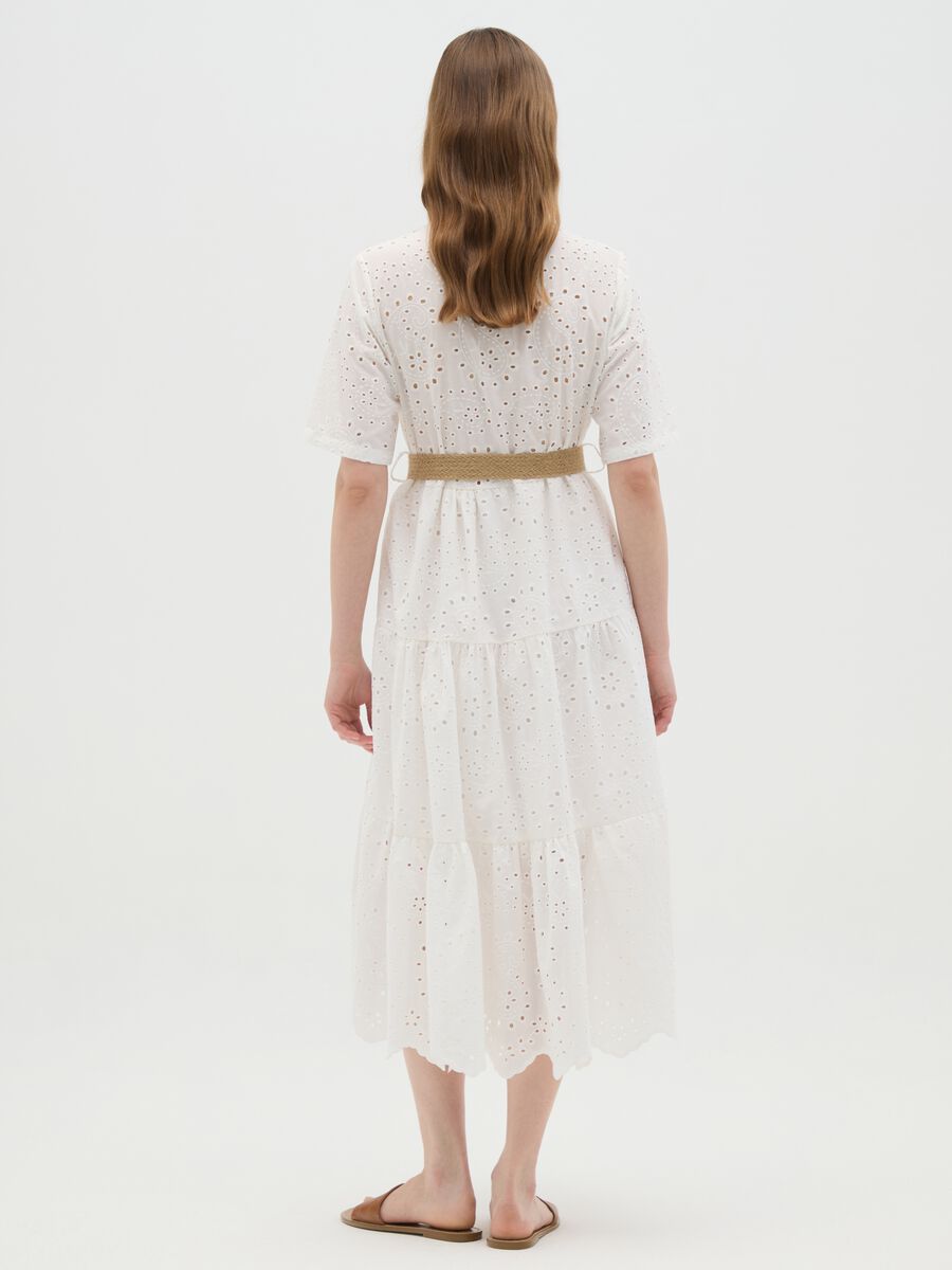 Women's white midi dress in pure cotton regular fit_3