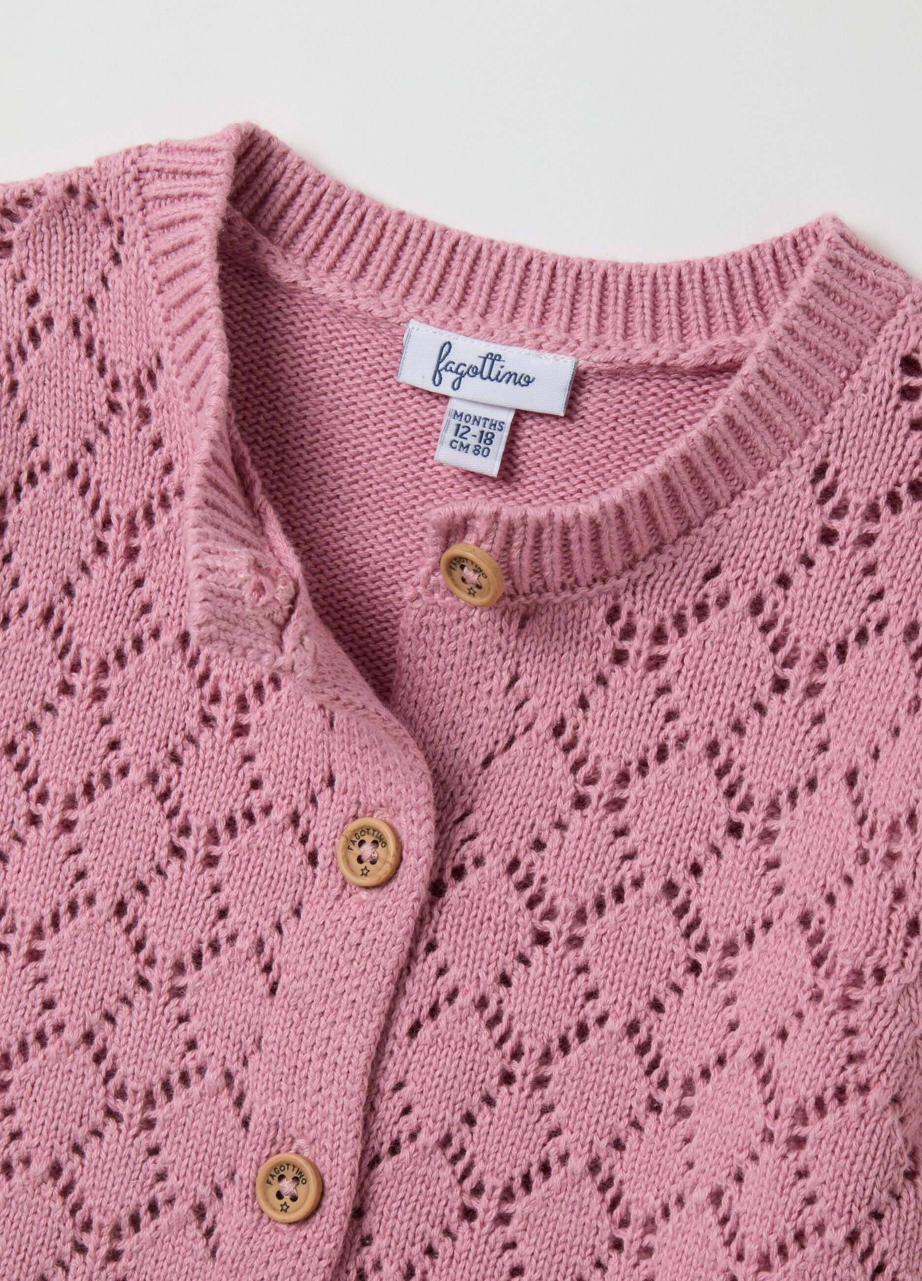Girls' pink pure cotton cardigan
