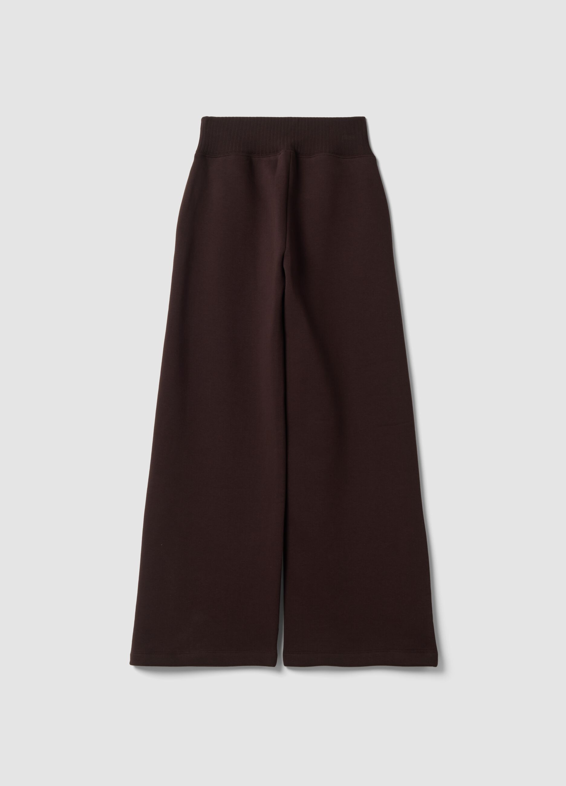 Brown fleece cotton-blend straight-fit trousers