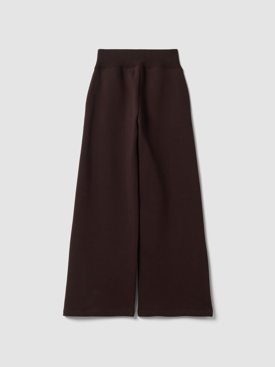 Pantaloni marroni in misto cotone fleece straight fit_2