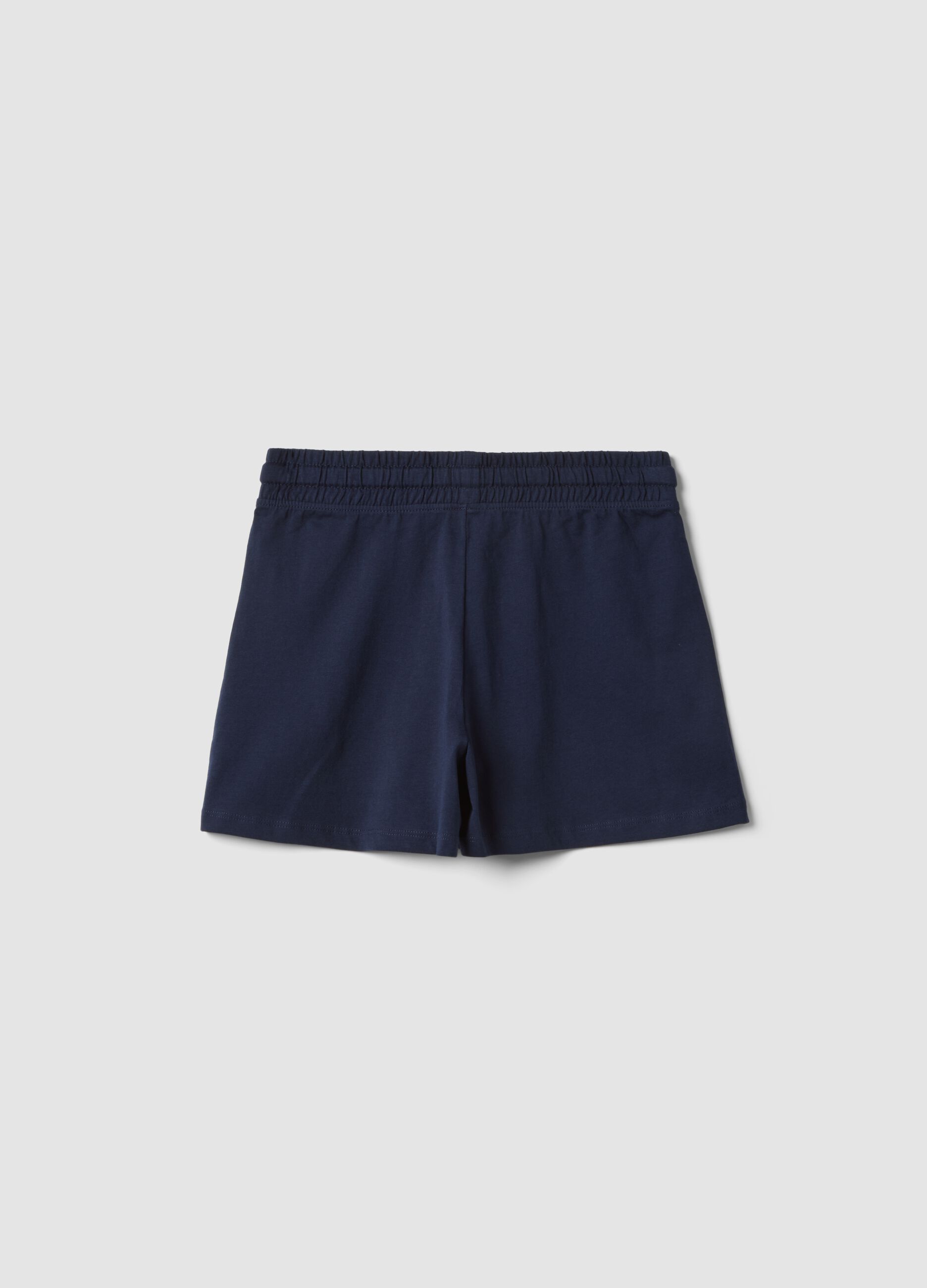 Girls&rsquo; blue pure cotton shorts with elasticated waistband