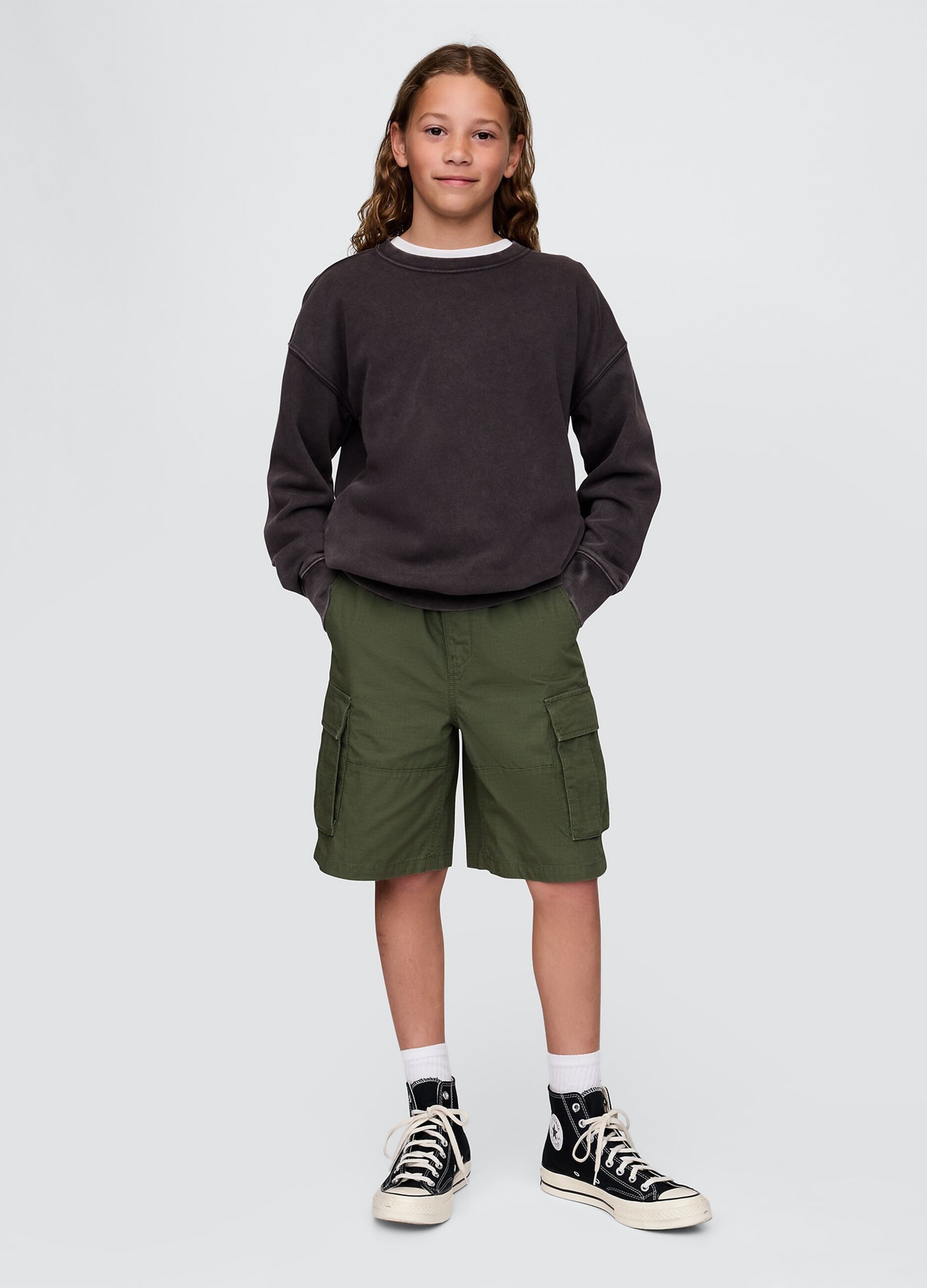 Green cargo shorts