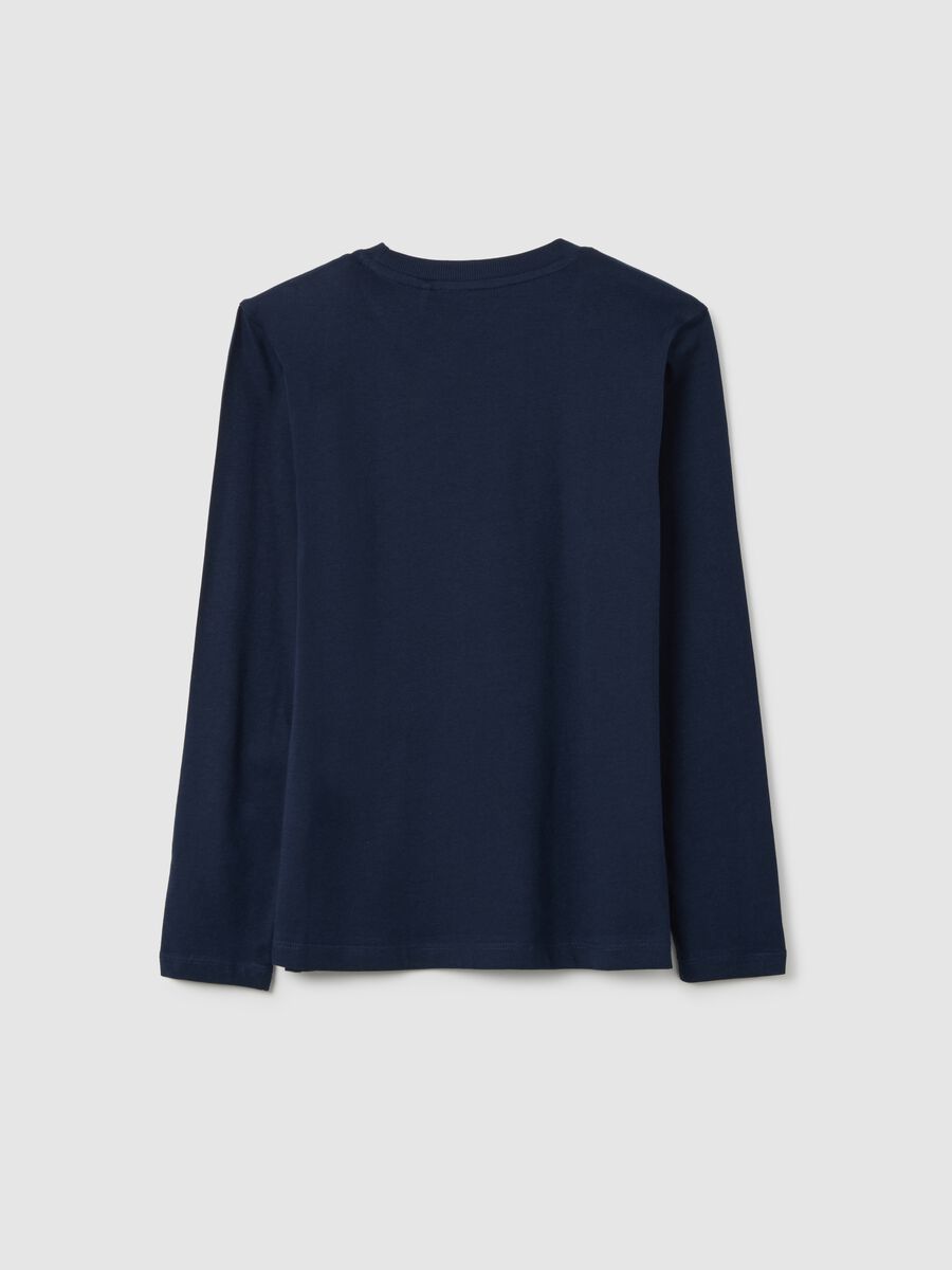 T-shirt da ragazzo in puro cotone blu regular fit_1