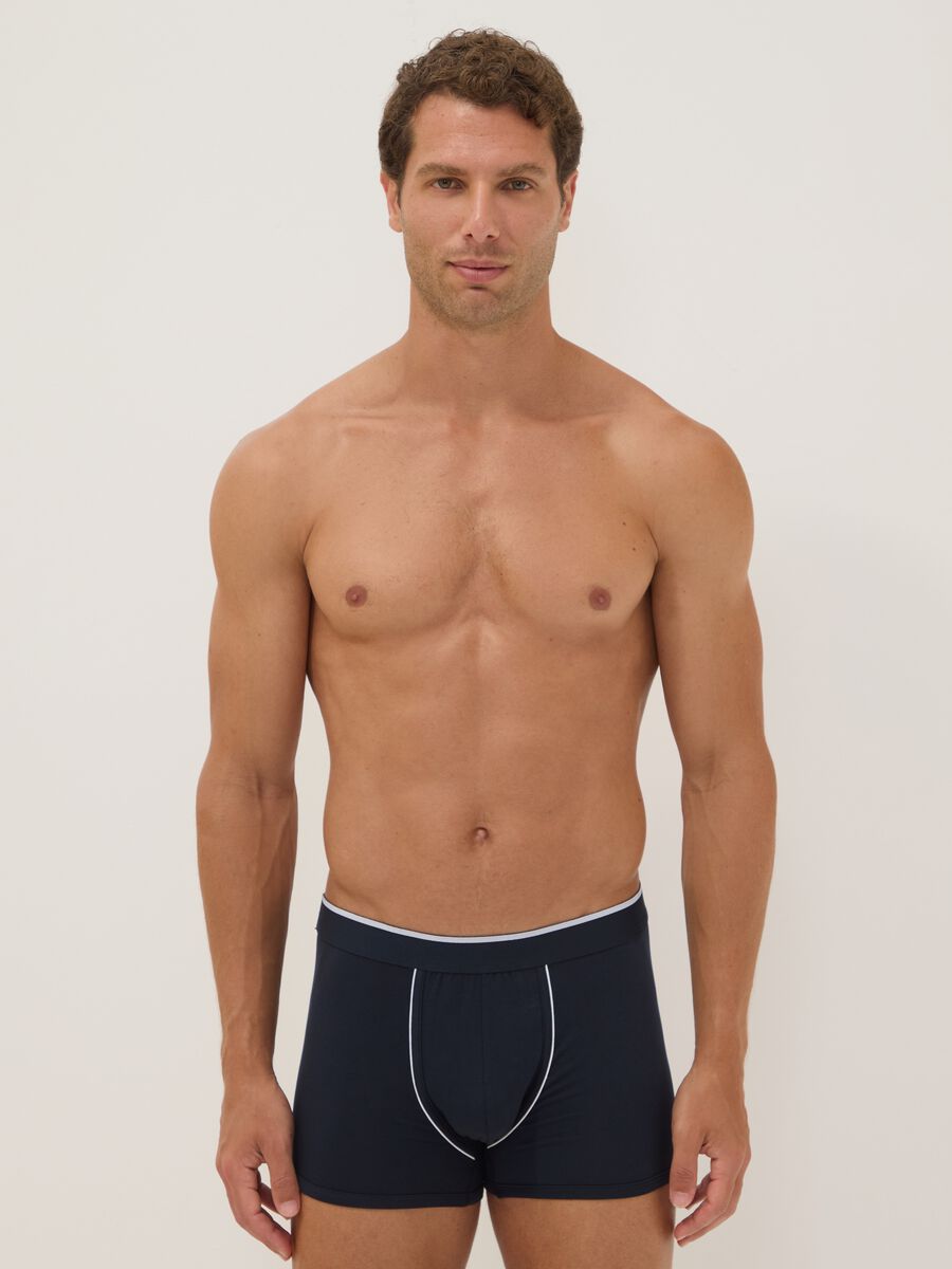 Bipack di boxer blu in cotone Supima elasticizzato_0