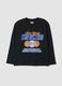 T-shirt nera in puro cotone con stampa New York Knicks_0