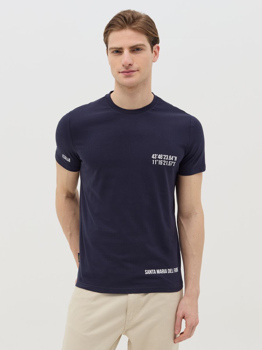 Cotton T-shirt with Santa Maria del Fiore coordinates print_0