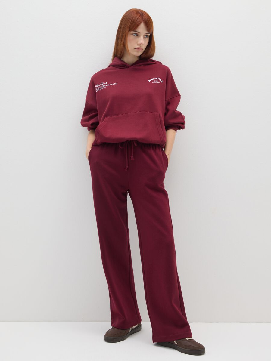 Red cotton blend oversized hoodie_2
