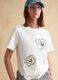 White regular fit pure cotton t-shirt with flowers_0