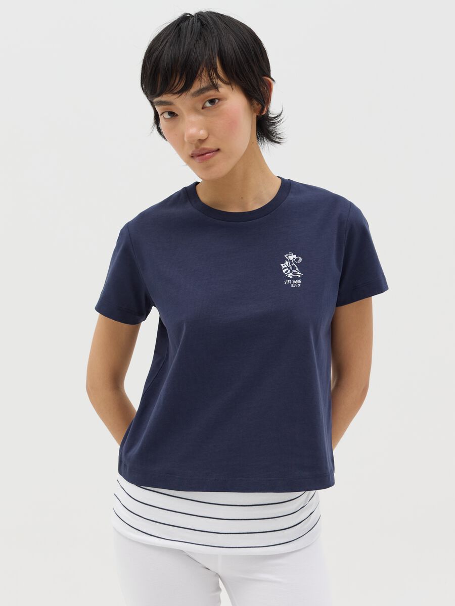 Blue boxy-fit T-shirt in cotton_0