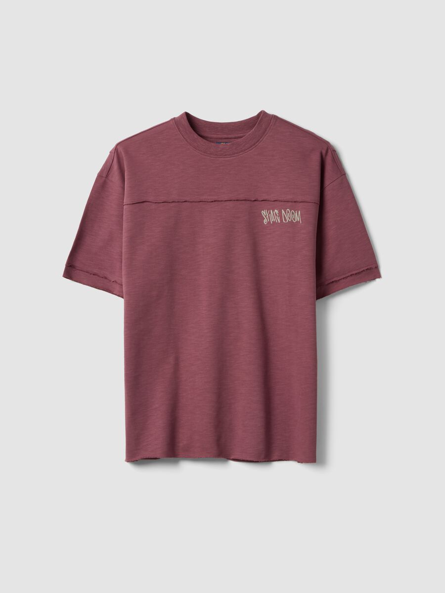 T-shirt rossa in puro cotone a maniche corte per ragazzo over fit_0