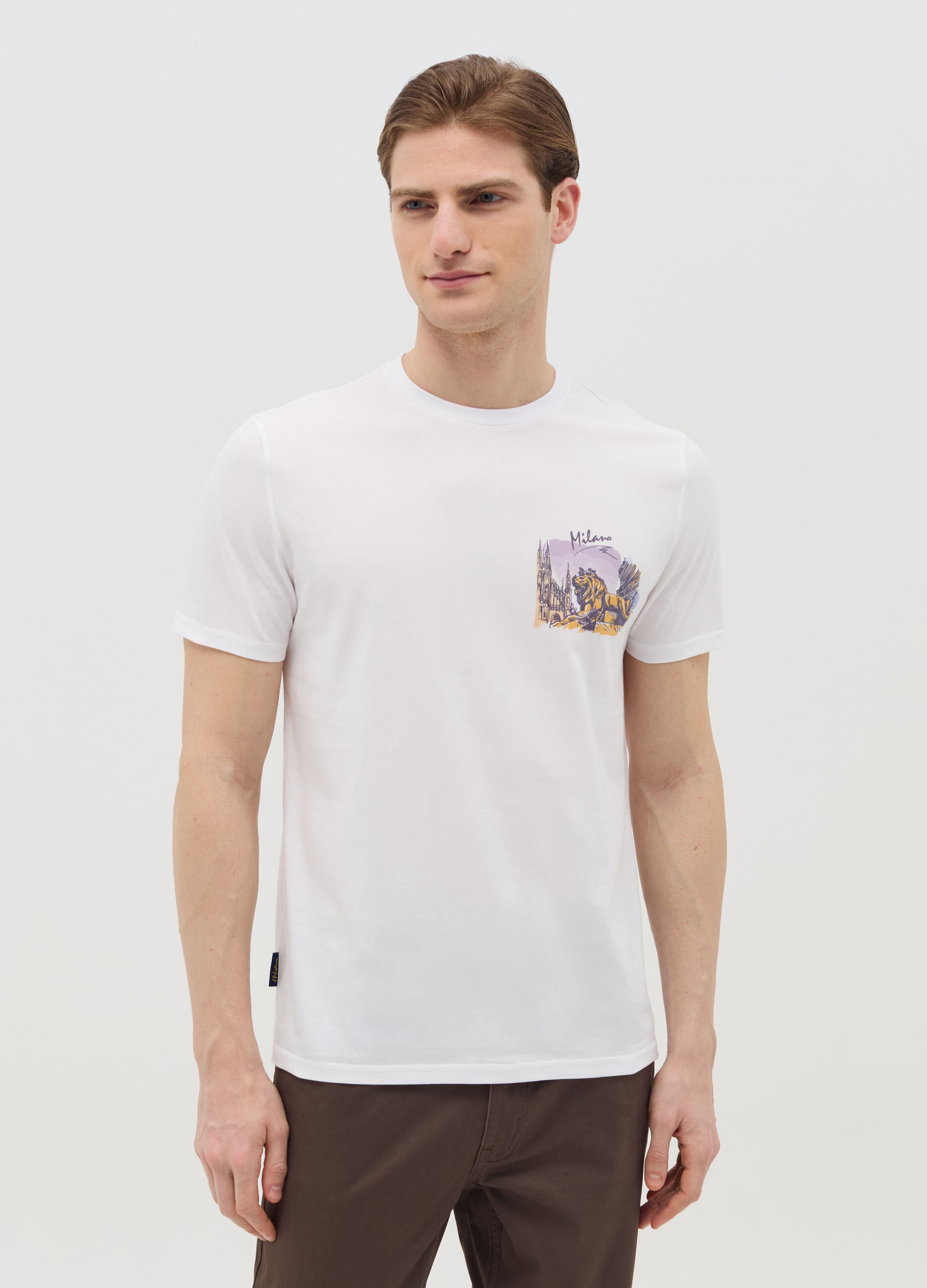 T-shirt in cotone con stampa "Milano"