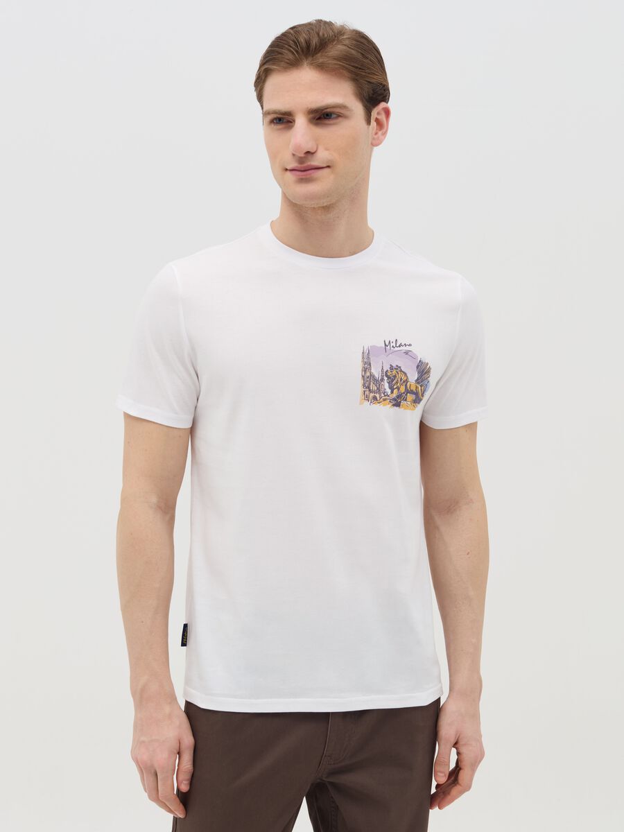 Cotton T-shirt with "Milano" print_0