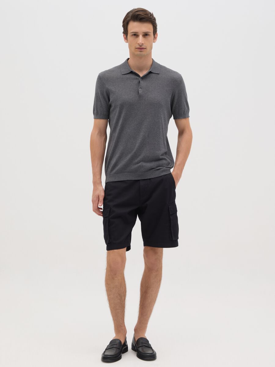 Men's regular fit black cotton shorts_0