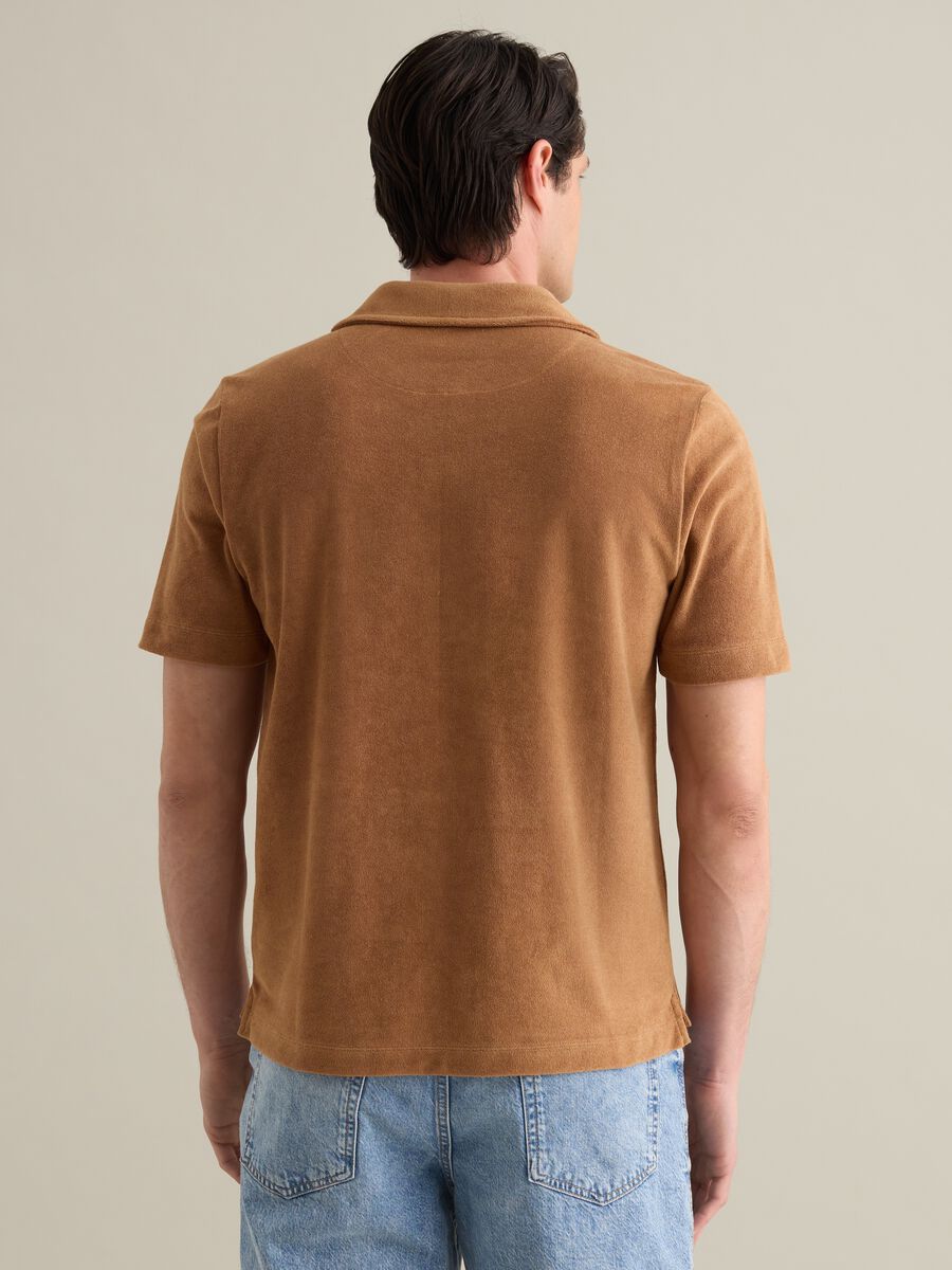 Brown short sleeve cotton blend polo_3