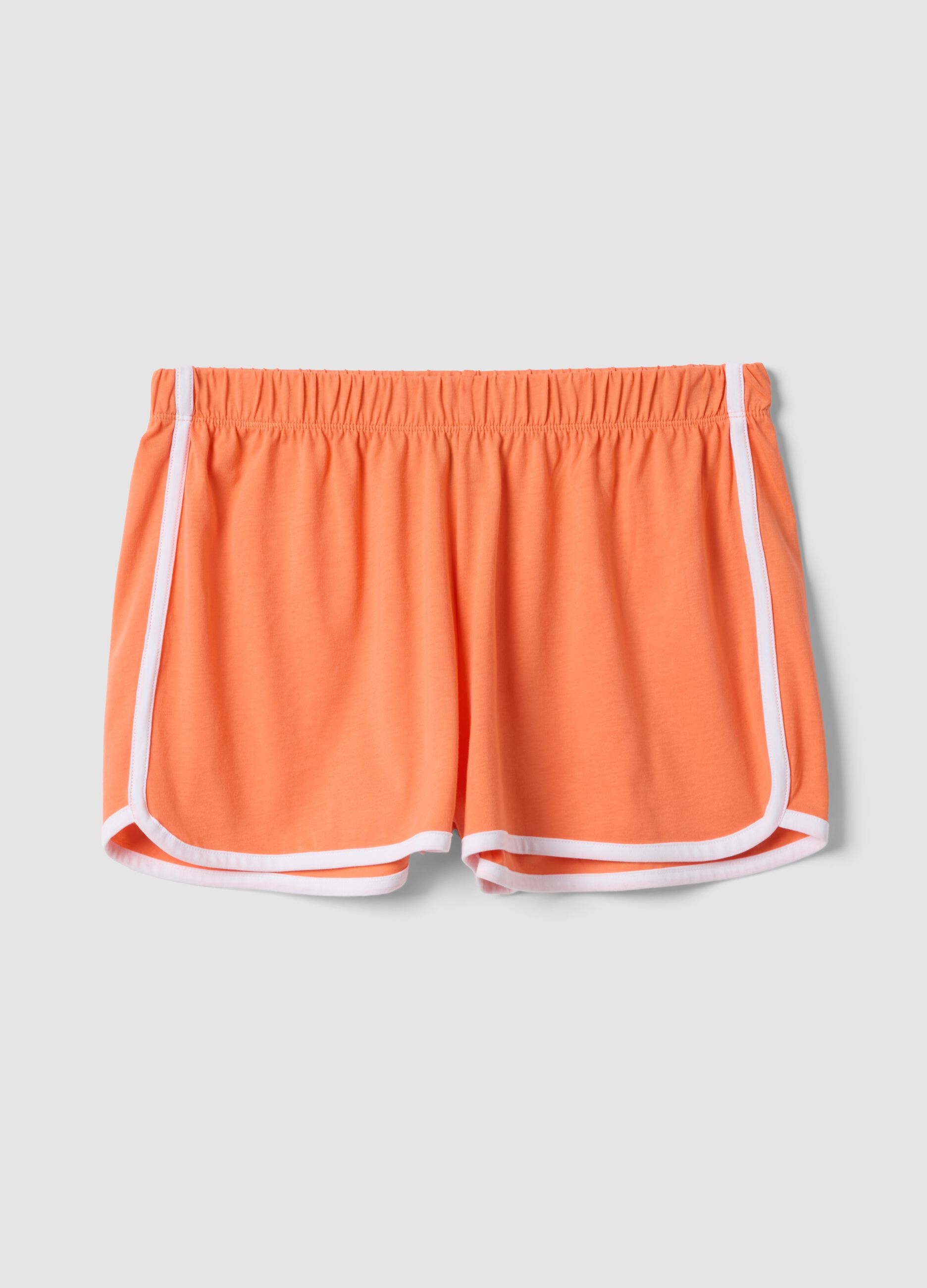 Orange pure cotton pyjama shorts, regular fit