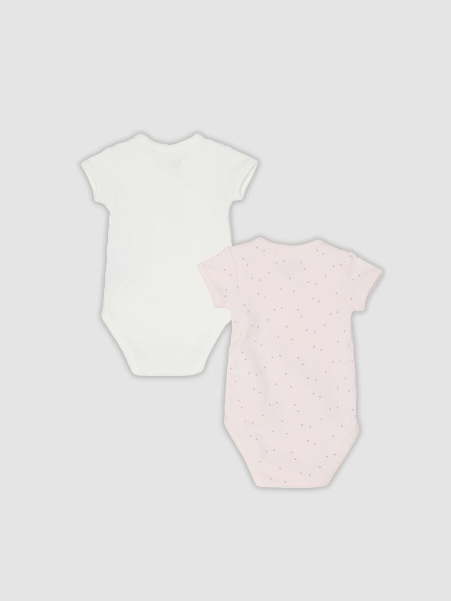 Bipack di body rosa e bianco in cotone organico a maniche corte per bimbe_1