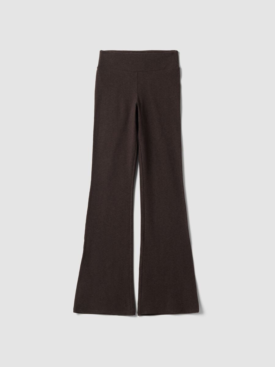 Leggings marroni flare in tessuto elasticizzato_0