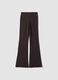 Brown flared leggings in stretch fabric_0