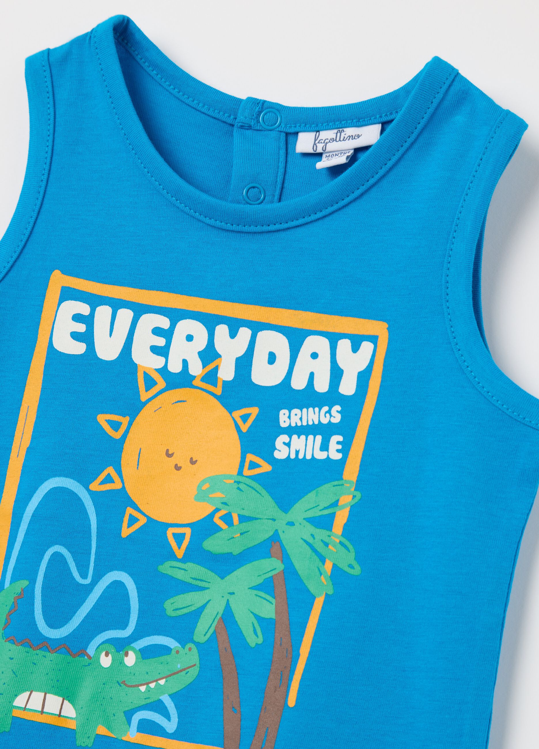 Cotton racerback vest with print