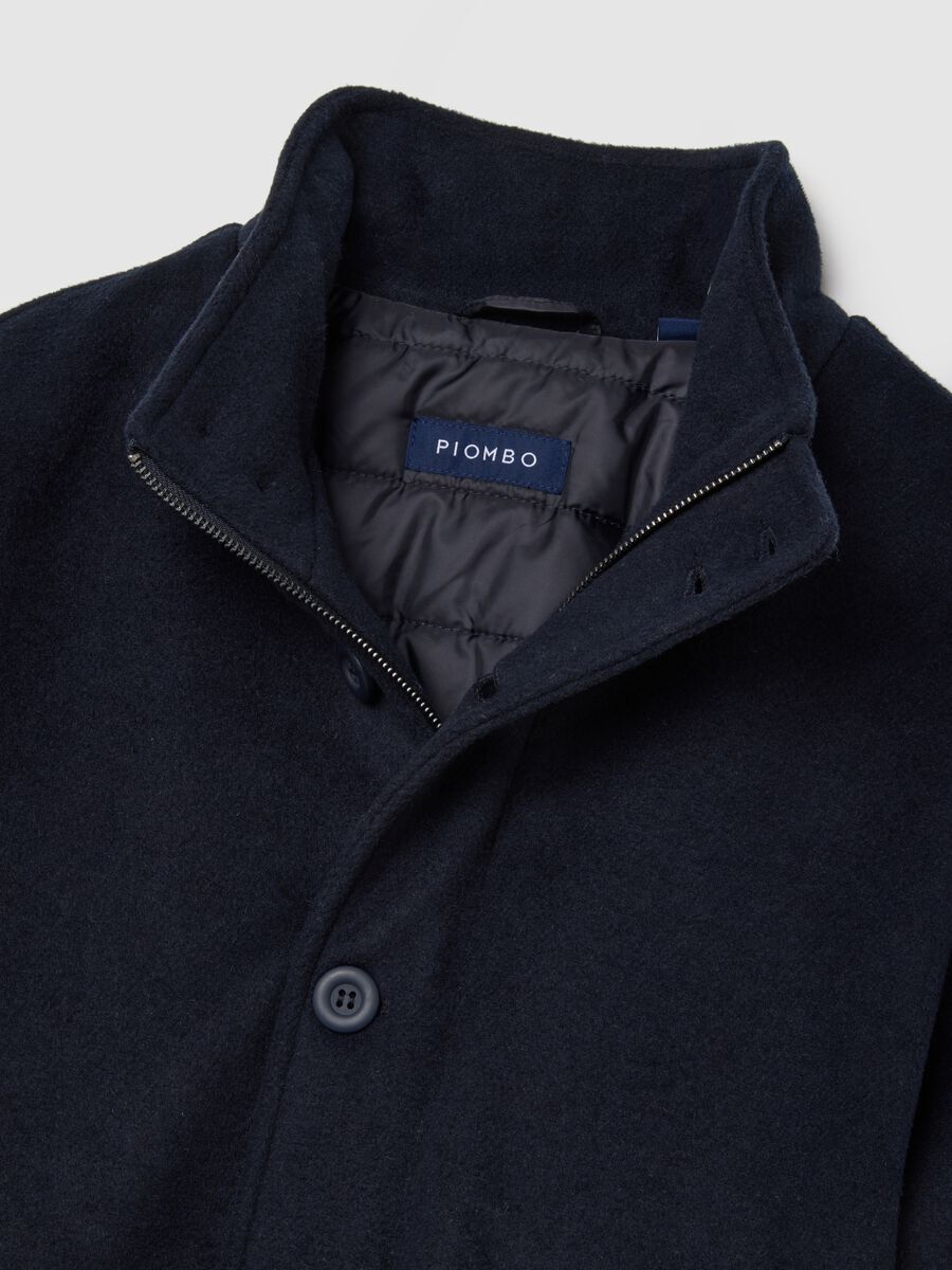 Giacca imbottita blu regular fit con zip e bottoni_1