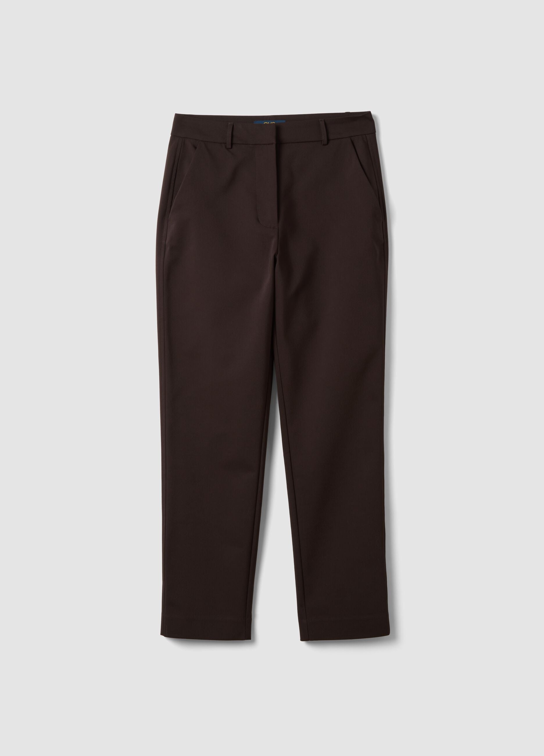 Slim-fit brown stretch cotton trousers
