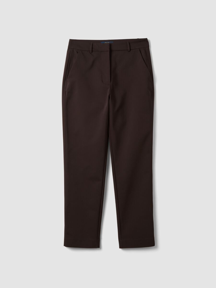 Slim-fit brown stretch cotton trousers_4