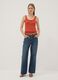 Red stretch cotton buttoned tank top, regular fit_1