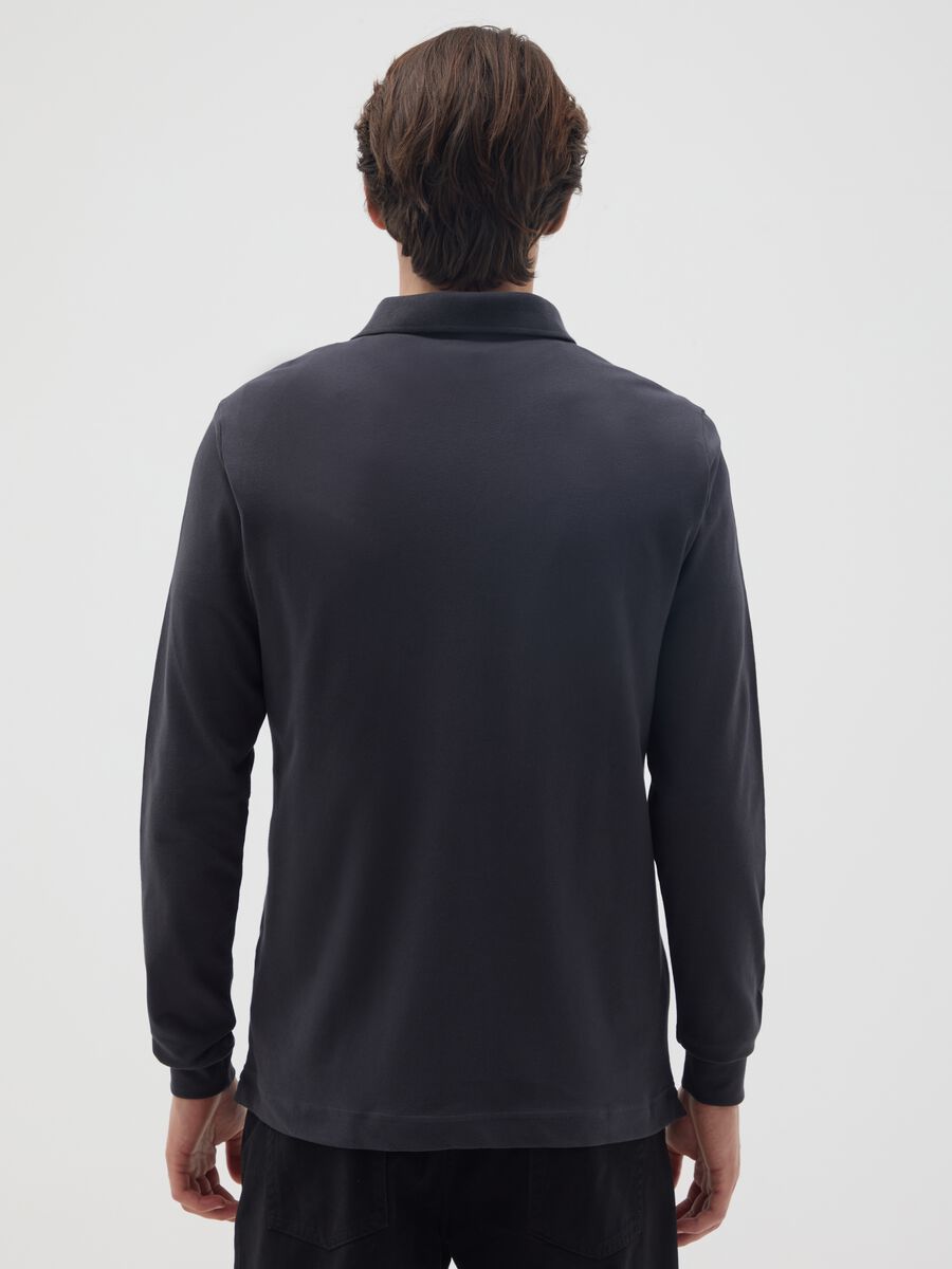 Polo in cotone elasticizzato nero regular fit_2