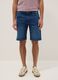 Blue Stretch Cotton Blend Denim Slim Fit Shorts_1