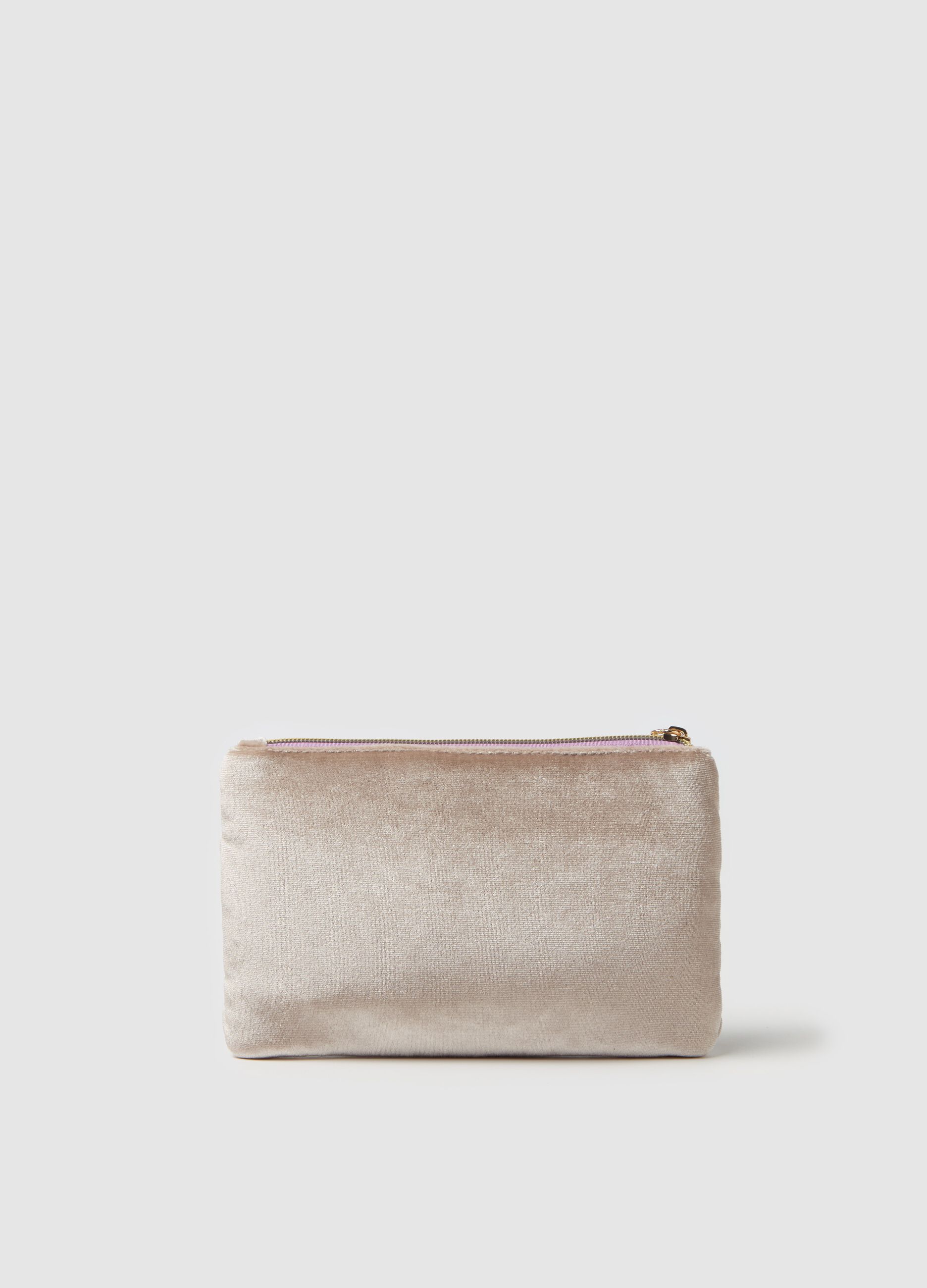 Flat beauty case in quilted velvet