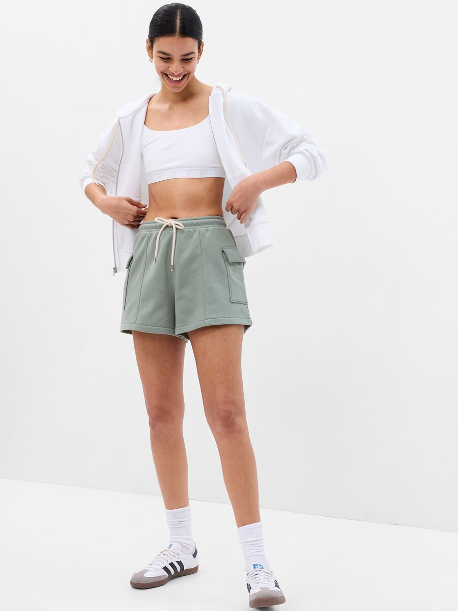 Shorts cargo in felpa con coulisse_0