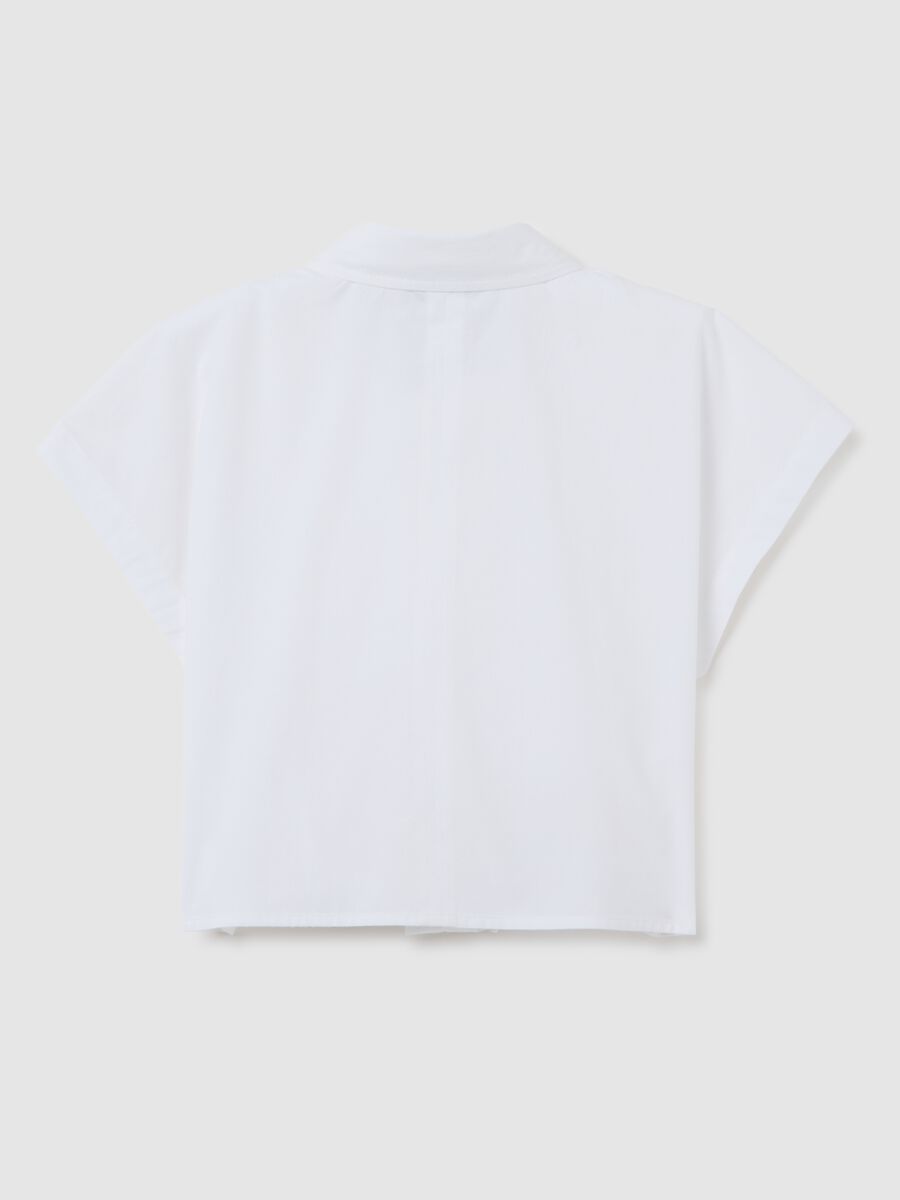 White pure cotton girl's shirt with knot_1
